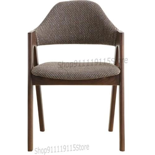 Fraxinus Mandshurica Solid Wood Dining Chair Coffee Chair Creative Soft Bag Office Chair Cloth Single Armchair Computer Chair