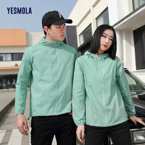 YESMOLA Mens Thin Coat Sunscreen Summer Outdoor Beach Coat Ultra-thin Breathable Anti-uv Sports Clothes Zip Couple Jacket