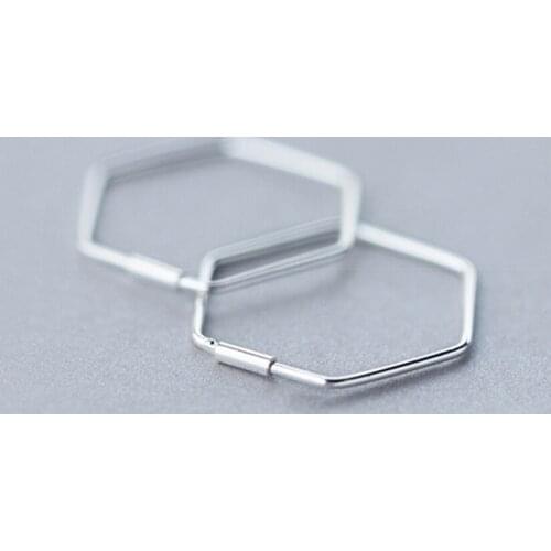QIMING Geometric Hexagon Hoop Earrings For Women Korean Style Simple Minimalist Jewelry Best Friend Gift Bijoux