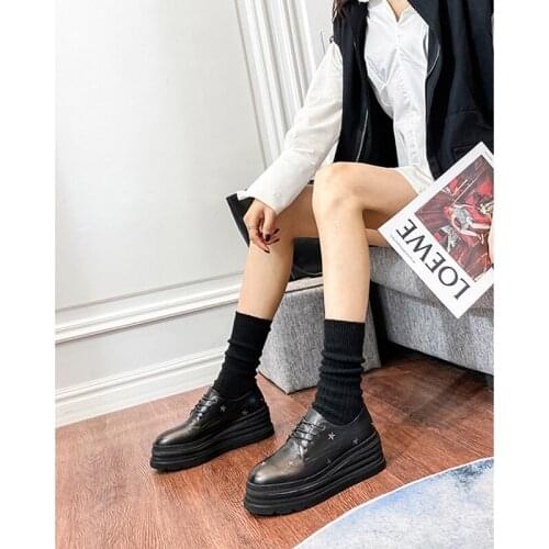 Europe America Women Shoes 2021 New Round Toe Lace Thick Sole Comfortable Female Pumps Embroider Leopard Low Top Super Girl Shoe