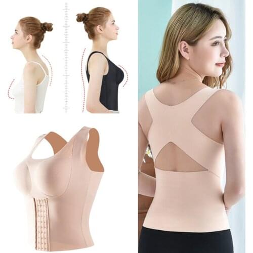 Women Reducing Girdle Posture Corrector Bra Seamless Underwear Slimming Belly Sheath Cross Back Tank Tops Body Fitness Vest