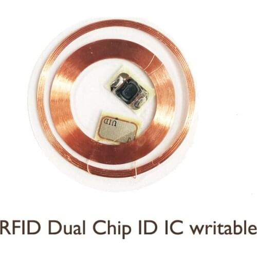 1 IC+ID Dual Chip Frequency RFID 125KHZ T5577 Writable Rewritable UID 13.56MHZ Changeable Writable Transparante Key Tags Keyfob