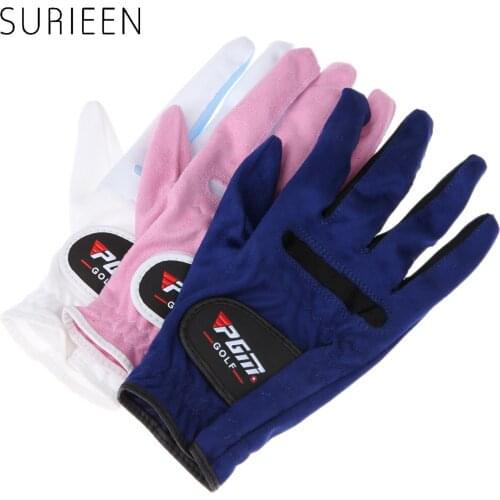 1 Pair Women Golf Gloves Outdoor Soft Microfiber Cloth Female Gloves Sport Grip Mittens Durable Glove Anti-skid Breathable Glove