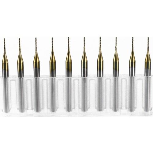 10 Pcs Tungsten Steel Titanium Coated PCB Milling Cutter Carbide Gong Knife Circuit Board Coarse Corn Milling Cutter End Mill