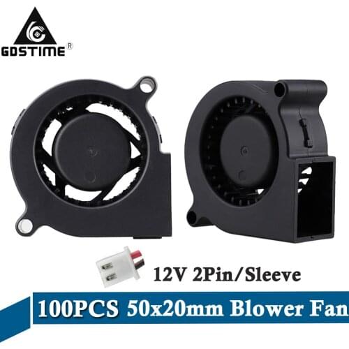 100 PCS Lot Gdstime 50mm Blower Fan 5020 5cm DC 12V Brushless Exhaust Cooling Fan 50mm x20mm 5020 Centrifugal Case Cooler 2Pin
