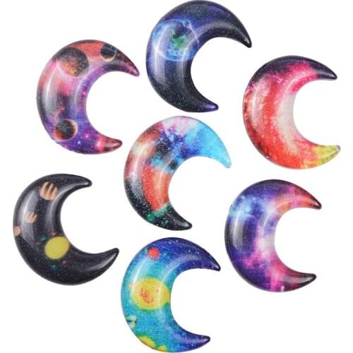 21Pcs Resin Starry Sky Moon Crystal Mud filling DIY Scrapbooking Earrings / Phone case / Brooch / Hair accessories Size 30*36MM