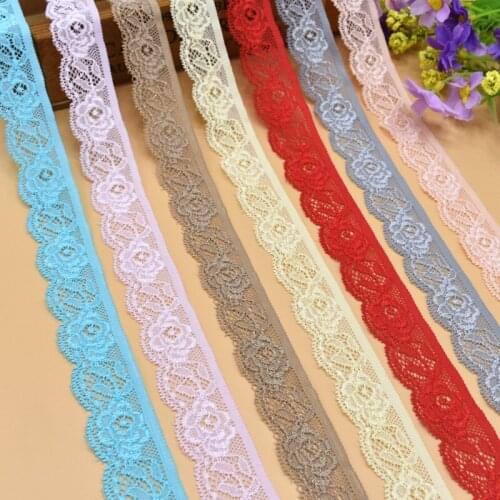 5 Yards quality stretch elastic lace ribbon 25mm width White embroidered Lace Trim african lace fabric lace trimmings for sewing
