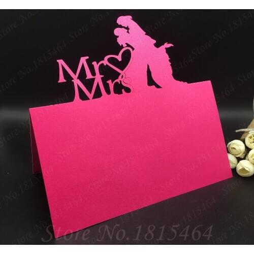 50pcs Mr. Bride Groom Name Card Wedding Celebration Valentines Day Party Table Card Seats Decoration Name Table Place Cards
