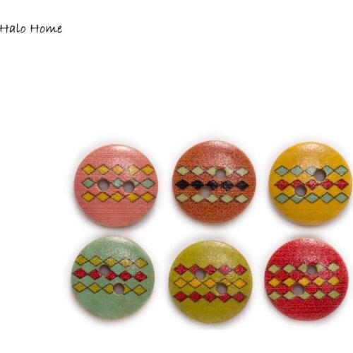 50pcs Mixed Colorful Round Wooden buttons Sewing Scrapbook Clothing Gifts Crafts Handwork Accessories Jacket Blazer 15mm