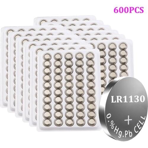 600PCS AG10 Battery LR1130 Coin Button Cells 1.5V LR54 189 L1131 SR1130 G10 V10GA 389 Alkaline For Watch Toys Button Cell Batter