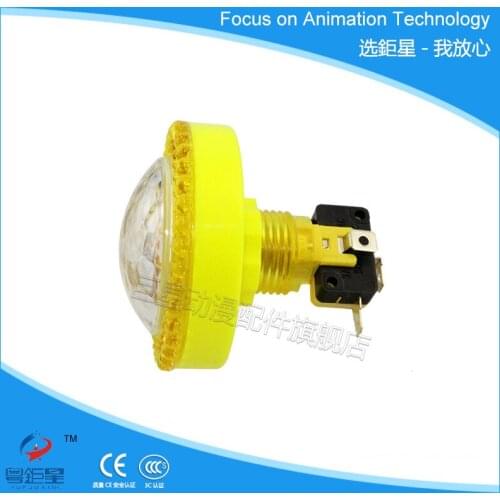 67mm New Style Golden Yellow Arcade LED Momentary Push Shooting Button for Desktop Arcade Game Console with Micro Switch