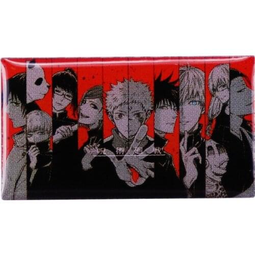 Anime Lovers Accessories Jujutsu Kaisen Red Poster Cartoon Metal Enamel Lapel Clothes Coats Bag Badge Brooch Pin