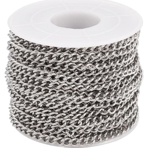 10m/roll 304 Stainless Steel Curb Chains Link Chain Unwelded DIY Bracelets Necklace Jewelry Making Accessories 5x3.5x1mm