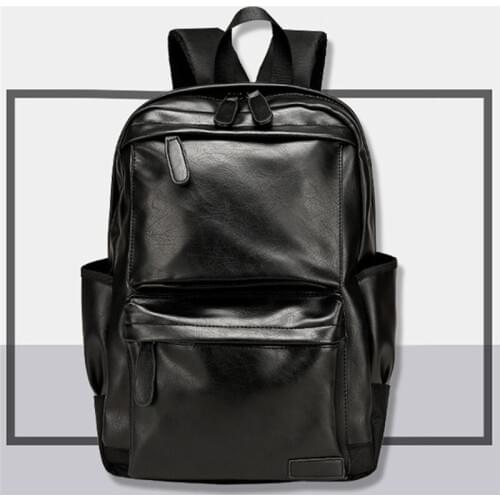 Unisex Business Backpackl Backpacks Travel Bag Black Pu Leather Mens Fashion Shoulder Bags Teenage Backpack Men Casual Bag