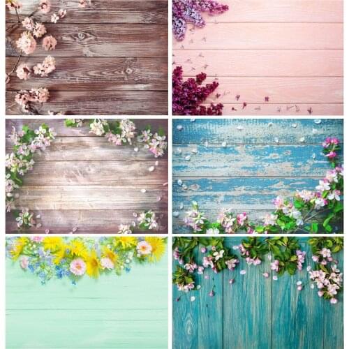SHUOZHIKE Spring Flowers Petal Wood Plank Photography Backdrops Wooden Baby Pet Photo Background Studio Props Decor 210318MHZ-02