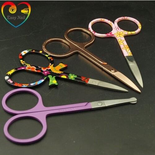 Easy Nail 4pcs New Pretty Pattern Makeup Scissor Manicure For Nails Eyebrow Nose Eyelash Cuticle Scissors Curved Makeup Tools