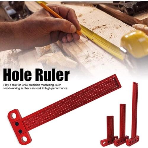 Tool kit Woodworking Scriber Hole Positioning Scribing Gauge T-Type Ruler Alloy Measuring Tool Marker for Carpenter TN88