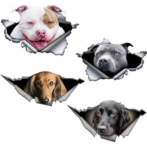13cm Personality Car Stickers Cute 3D Dog Animal Pet Decal Waterproof Eye-catching Broken Window Pet Decal for Wall Notebook