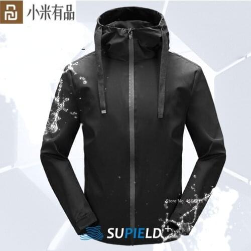 Supield New Hydrophobic Black Technology Waterproof and Antifouling Short Jacket Mens Hooded Windproof Jacket for Xiaomi Youpin