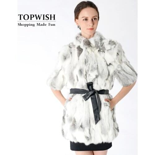 New Arrival 100% Real Rex Rabbit Fur Coat Short Sleeve Natural Fur Jacket Factory Wholesale Custom Fur Overcoat TNT301