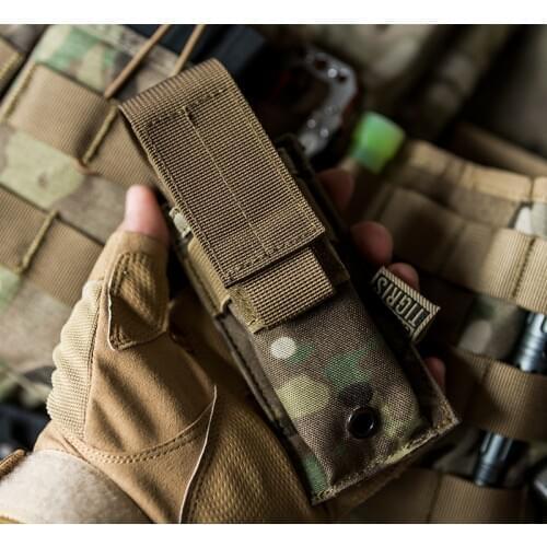 OneTigris MOLLE Single Pistol Mag Pouch 1000D Nylon Glock Magazine Waist Belt Multi-tool Pouch Flashlight Holster
