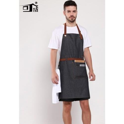 Original KEFEI Cotton Denim Restaurant with Belt Work Butchers Waiter Aprons for Woman