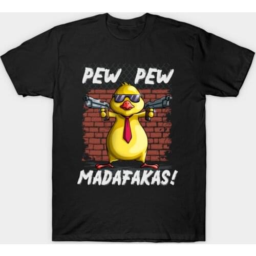 Pew Pew Madafakas T-shirt Duck Gangster with Gun Cute Cartoon Printing Tops Unisex Short-sleev Summer Harajuku Tee Camisetas