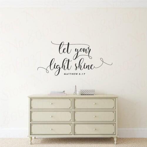 Let Your Light Shine Wall Decal Quote Bible Wall Sticker Quote Bible Verse Scripture Vinyl Scripture Decor Matthew WL1775