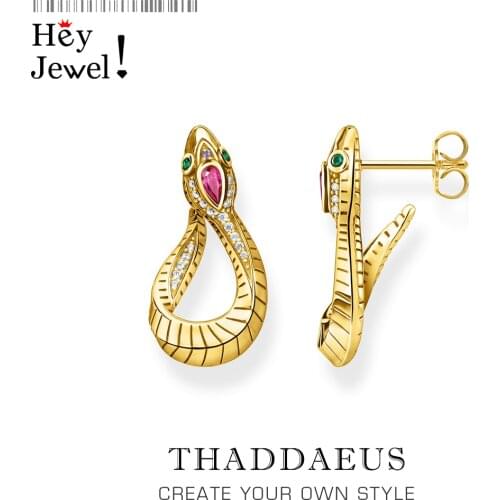 Snake Gold Open Hoop Earrings,Europe Style Fine Jewelry For Women,2021 Brand New Gift In 925 Sterling Silver