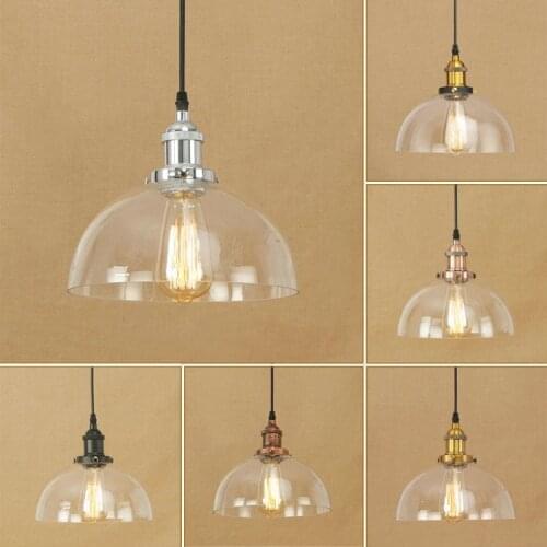 LED transparent pendant lighting AC110-220V personality simple creative retro single-headed glass lampshade decorative hanging