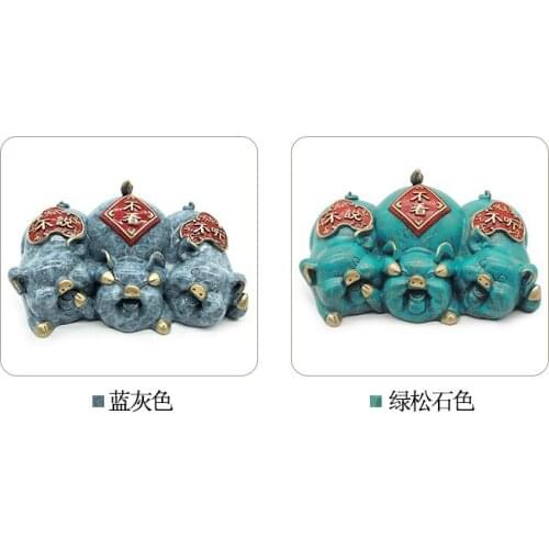 9.5cm "Three non-pig" pure copper lucky pigs Fu pig year home decoration Feng Shui craft ornaments