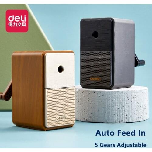 Deli Pencil Sharpener Classic Model for Different Tip Sizes Long Lasting Blade School Stationery Hand Crank Sharpeners 71160