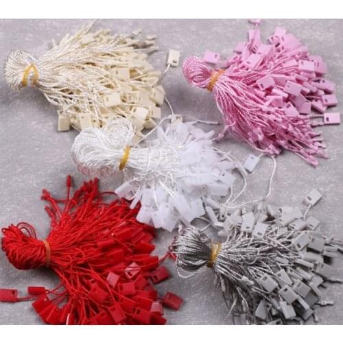1000pcs/lot Tag Rope Seal Cords Hang tag strings for clothes snap lock plastic square buckle lable polyester rope