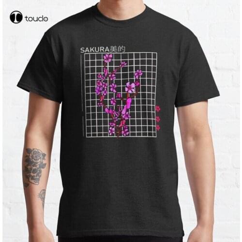 Sakura Japanese Flower Cherry Blossom Aesthetic Vaporwave Tumblr-Inspired Hip Cool Flowers Classic T-Shirt Cotton Tee Shirt