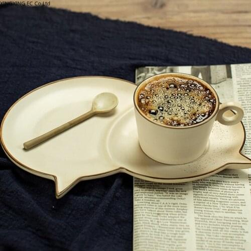 Japanese Retro Coffee Cup Ceramic Red Tea Cup Saucer Spoon Set Garland Coffee Cup with Saucer Afternoon Tea Breakfast Cup