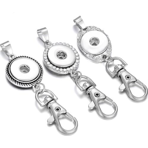 Snap Button Jewelry Key Chain Vintage Metal Leather Key Chains 18mm Snap Button Keychain Pendant for Men Women Key Rings