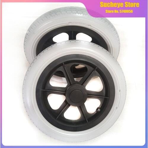 Manual Wheelchair Rear Wheel 12 1/2x2 1/4 Solid Wheel Inflation Free Tire Outer Diameter 30cm 12 Inch Pu Wheelchair Rear Wheel