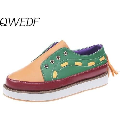 QWEDF 2019 Women Flat Shoes Thick Bottom Women Low Top Fashion Shoes Slip on Lazy Shoes Causal Peadal Shoes Autumn Flats Z2-51