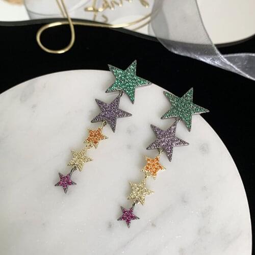 Bilincolor Trendy Long Star Drop Earring for Women