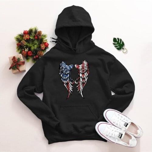 Angel Long Sleeve Wing Printing Sweatshirt Woman Fleece Woman Sweatshirt Autumn Winter Pullover
