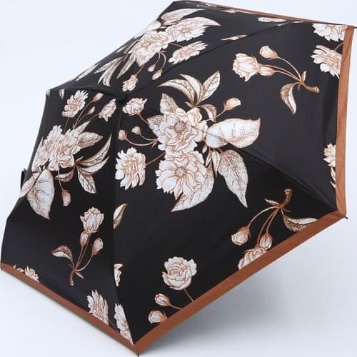 Women Rain Umbrella Flower Manual Handle Folding Umbrella Sun Protection Windproof Sunshade Sunny and Rainy Umbrella