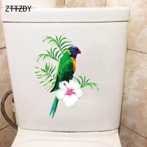 ZTTZDY 19.9CM×25.6CM Green Parrot Cartoon WC Toilet Stickers Home Kids Room Wall Decoration T2-0939