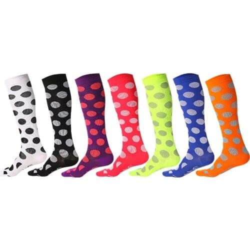 1 Pair Compression Stockings Unisex Colorful Polka Dot Sports Leg Pressure Nylon Running Happy Health Compress Women Men Socks