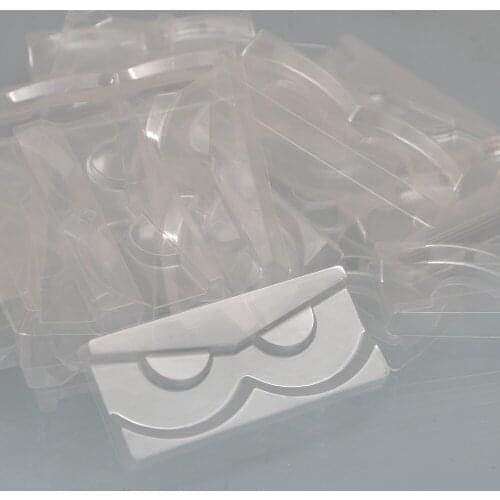 Wholesale 100/pack plastic clear lash trays 25mm mink lash holder eyelash tray for eyelashes packaging box retangle case vendors