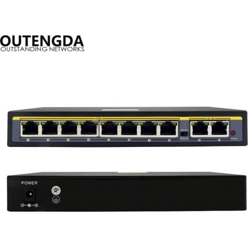 2+8 Ports 100Mbps PoE Switch Adapter Power over Ethernet IEEE 802.3af/at for Cameras AP VoIP Built-in Power 120W Switch Injector