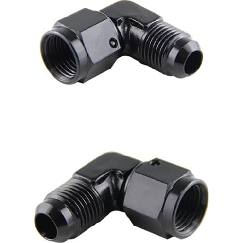 2PCS Male -6 AN To -6 AN Female 90 Degree Swivel Coupler Union Adapter Fitting Black