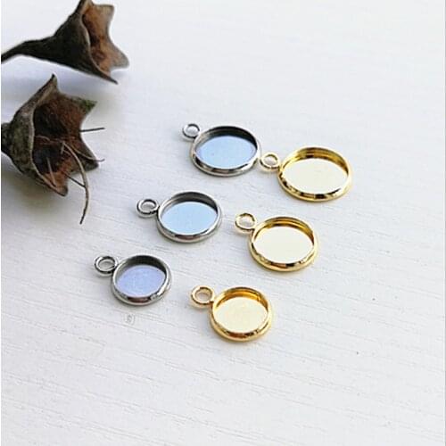 20pcs Stainless Steel Pendant Settings Cabochon Base Bezel Trays Blank Fit 6/8/10/12/14/16/18/20mm Cabochons Cameo Necklace DIY