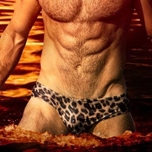 2020 sexy leopard gay men swimwear beach shorts men swimming suit board swim briefs swimsuit trunk de praia homens bathing suits