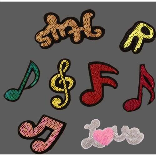 Sequin embroidery clothing accessories patch accessories personalized music symbol badge cloth stickers DIY decorative clothes