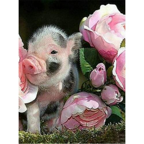 5D DIY Diamond Painting Cross Stitch Kit Diamond Mosaic Embroidery Flower Small Pig Picture Square Round Diamond Decoratio FH950